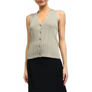 NEW CURRENT AIR button sweater vest in light taupe